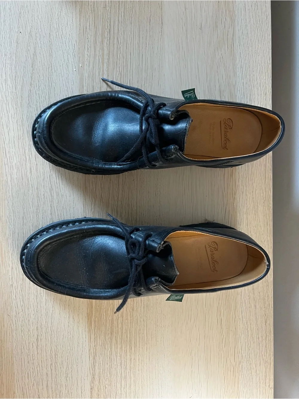 Paraboot Michael Lisse Noir Derby Shoes - UK 7 / US 8 (Fits US 9-9.5)